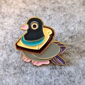 Ridiculous Pigeon with Bread Necklace Pin